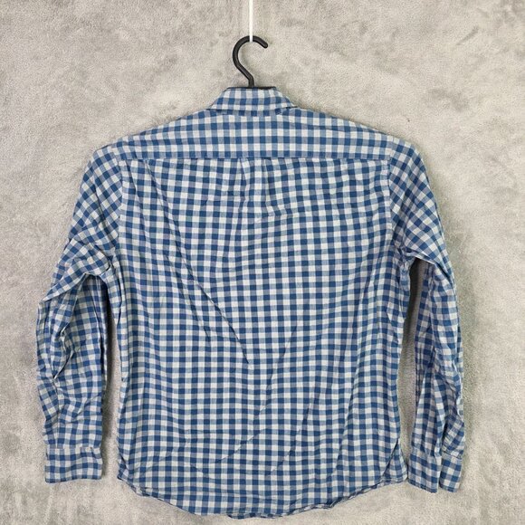 Mens J.Crew Blue & White Gingham Shirt Secret Wash Cotton Stretch Size M - Picture 4 of 7